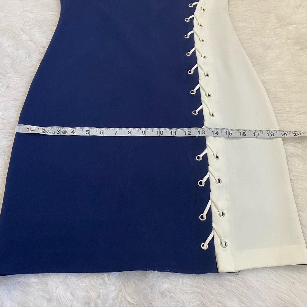 PARKER Navy Blue Lace Up Dress - Picture 6 of 10
